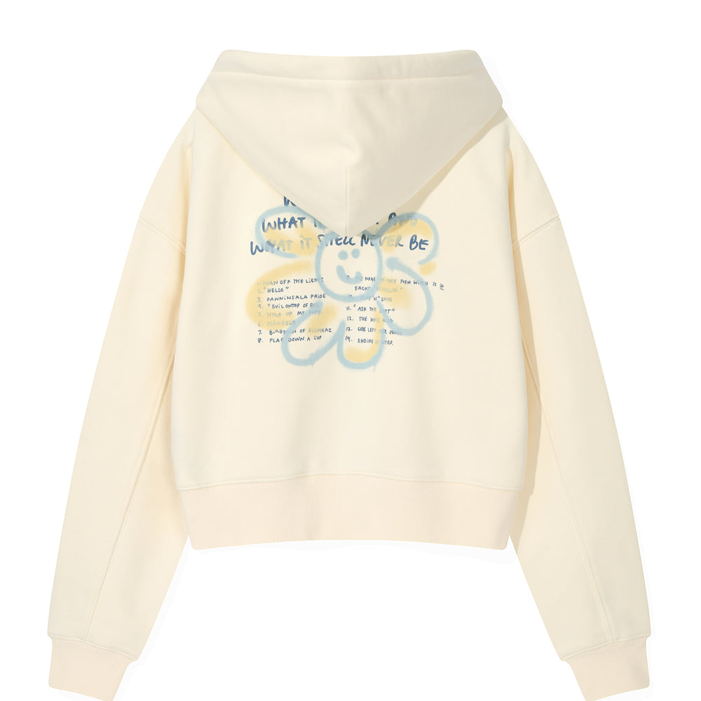 Flory Spray Graphic Crop Hoodie Cream