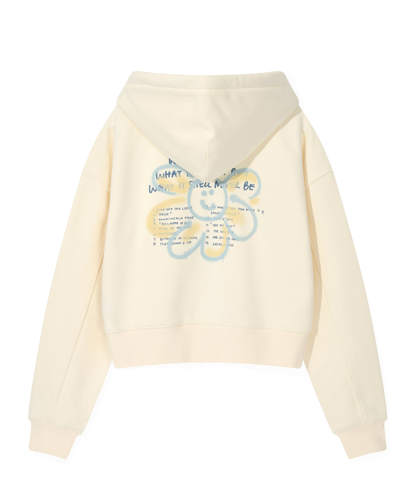 Flory Spray Graphic Crop Hoodie Cream