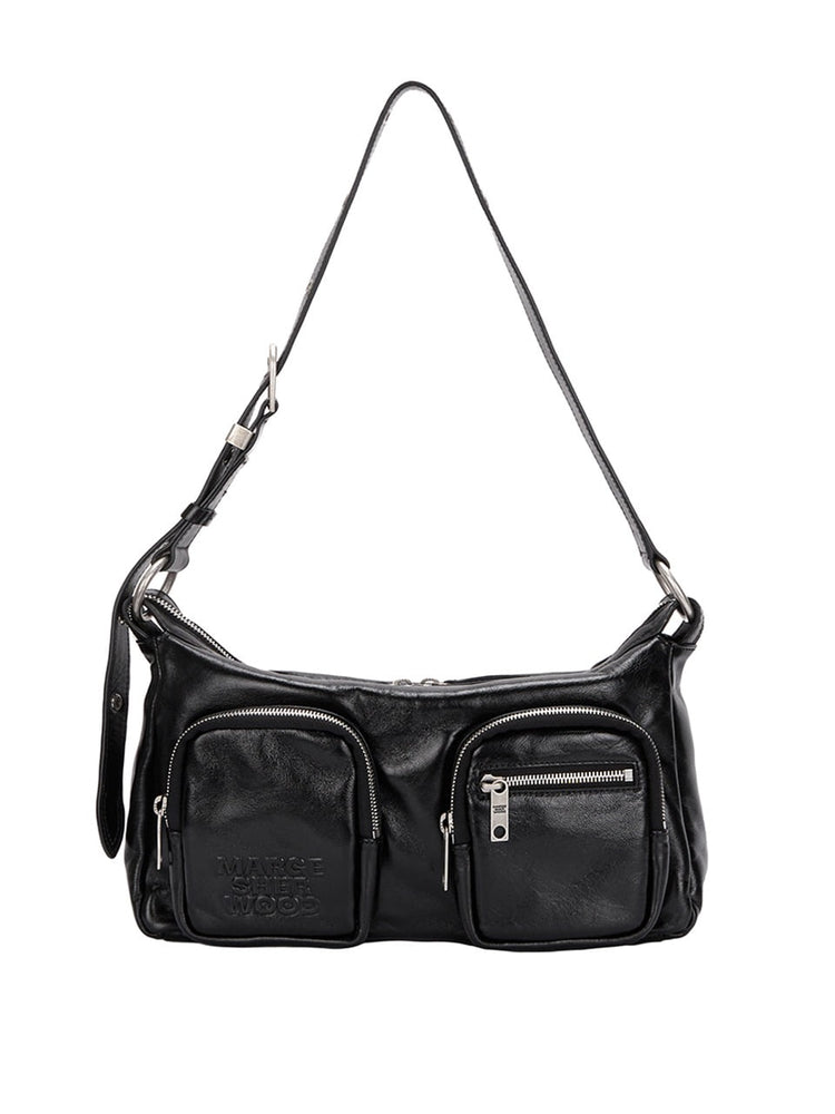 MARGESHERWOOD OUTPOCKET HOBO_black glossy plain