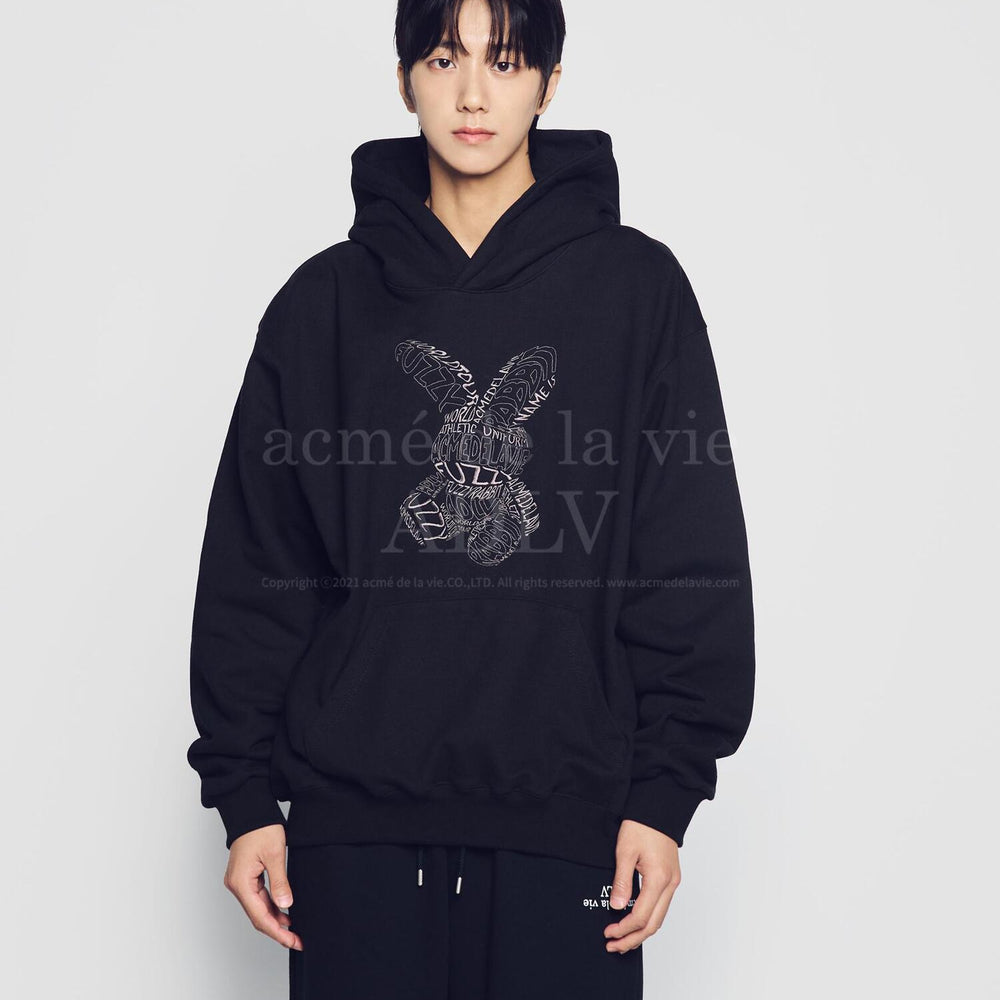 ADLV LETTERING RABBIT HOODIE BLACK