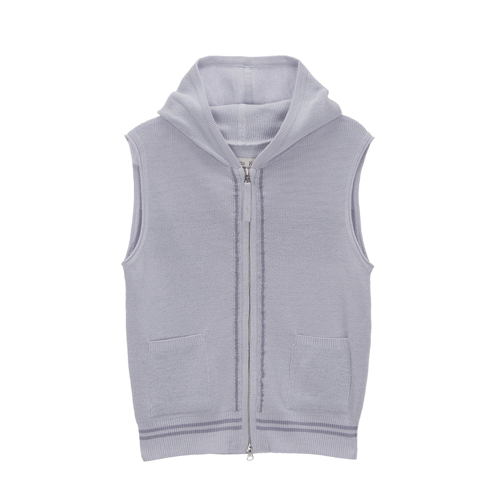 MATIN KIM HOODY POINT LOGO KNIT VEST FOR WOMEN IN LILAC