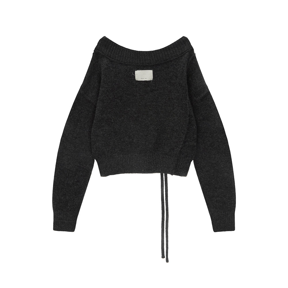 
                  
                    MATIN KIM OFF SHOULDER STRING KNIT PULLOVER IN CHARCOAL
                  
                