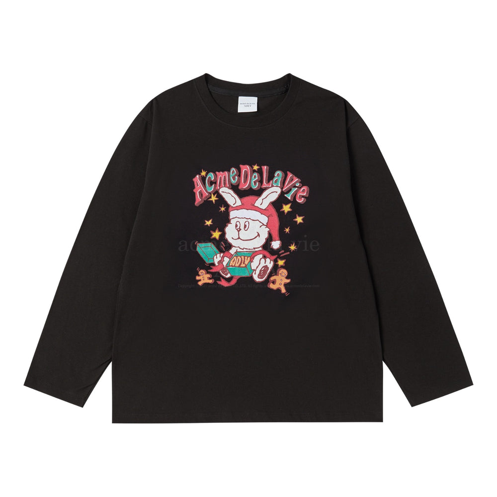 ADLV SANTA RABBIT PRESENT LONG SLEEVE T-SHIRT BLACK