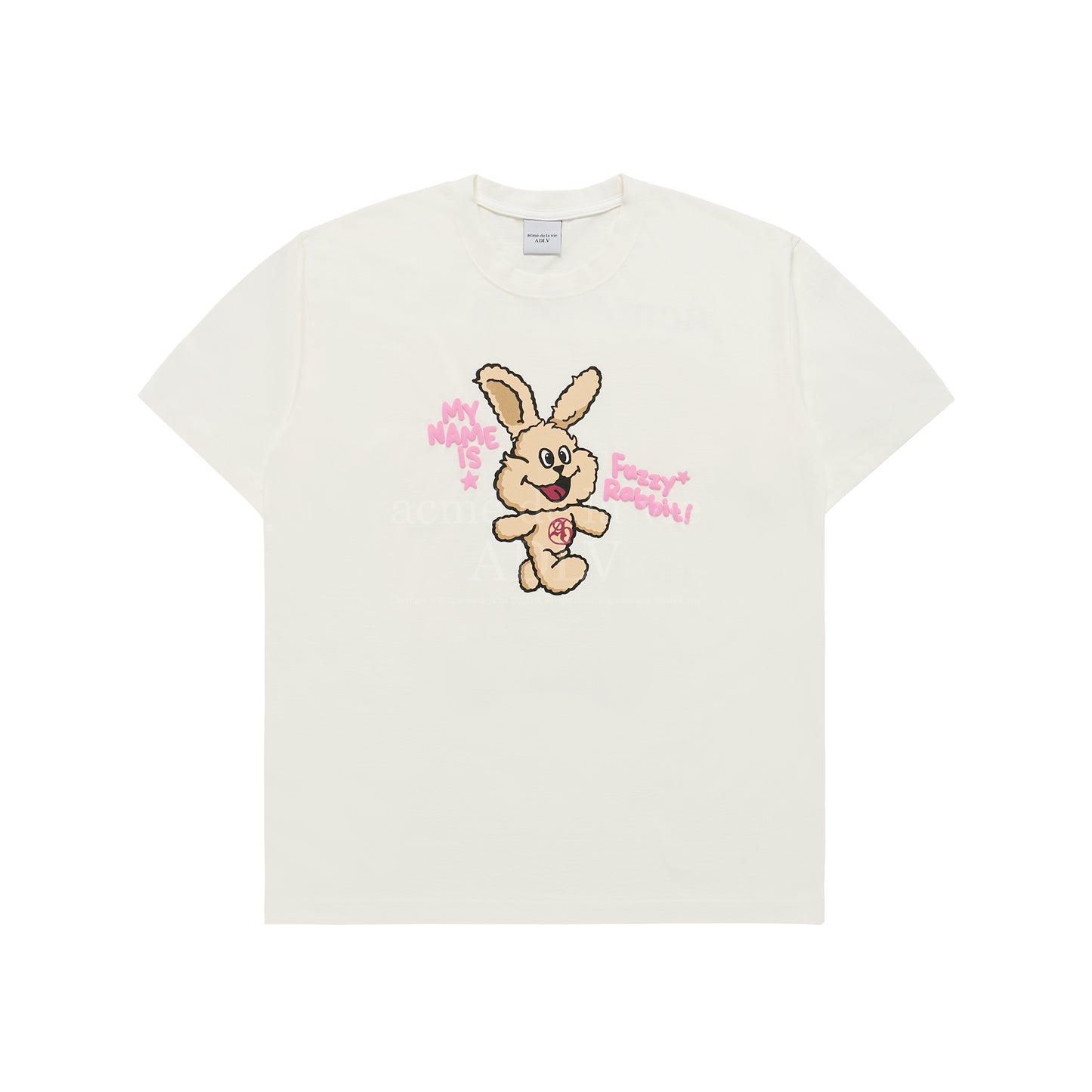 ADLV MY NAME IS FUZZY RABBIT SHORT SLEEVE T-SHIRT CREAM