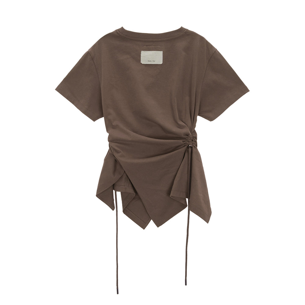 MATIN KIM STRING SLIT DETAIL TOP IN KHAKI BROWN