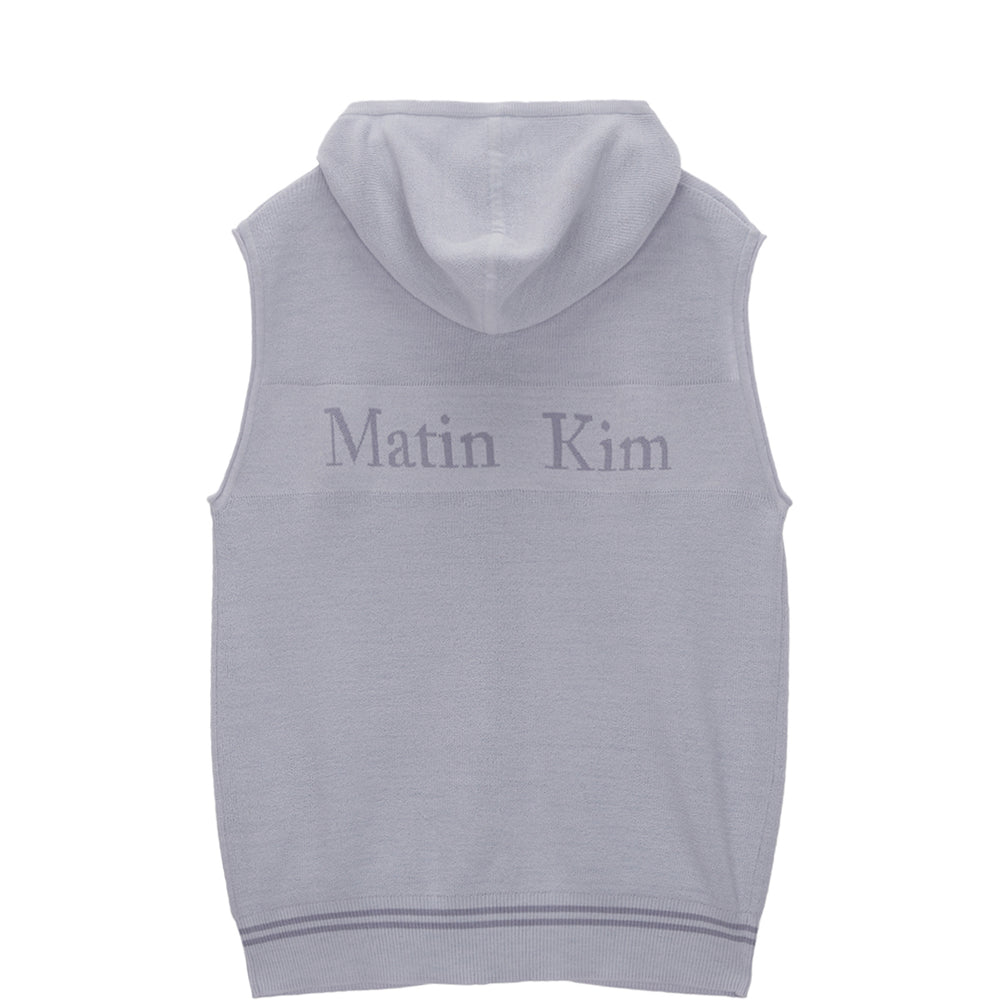 MATIN KIM HOODY LOGO KNIT VEST FOR MEN IN LILAC