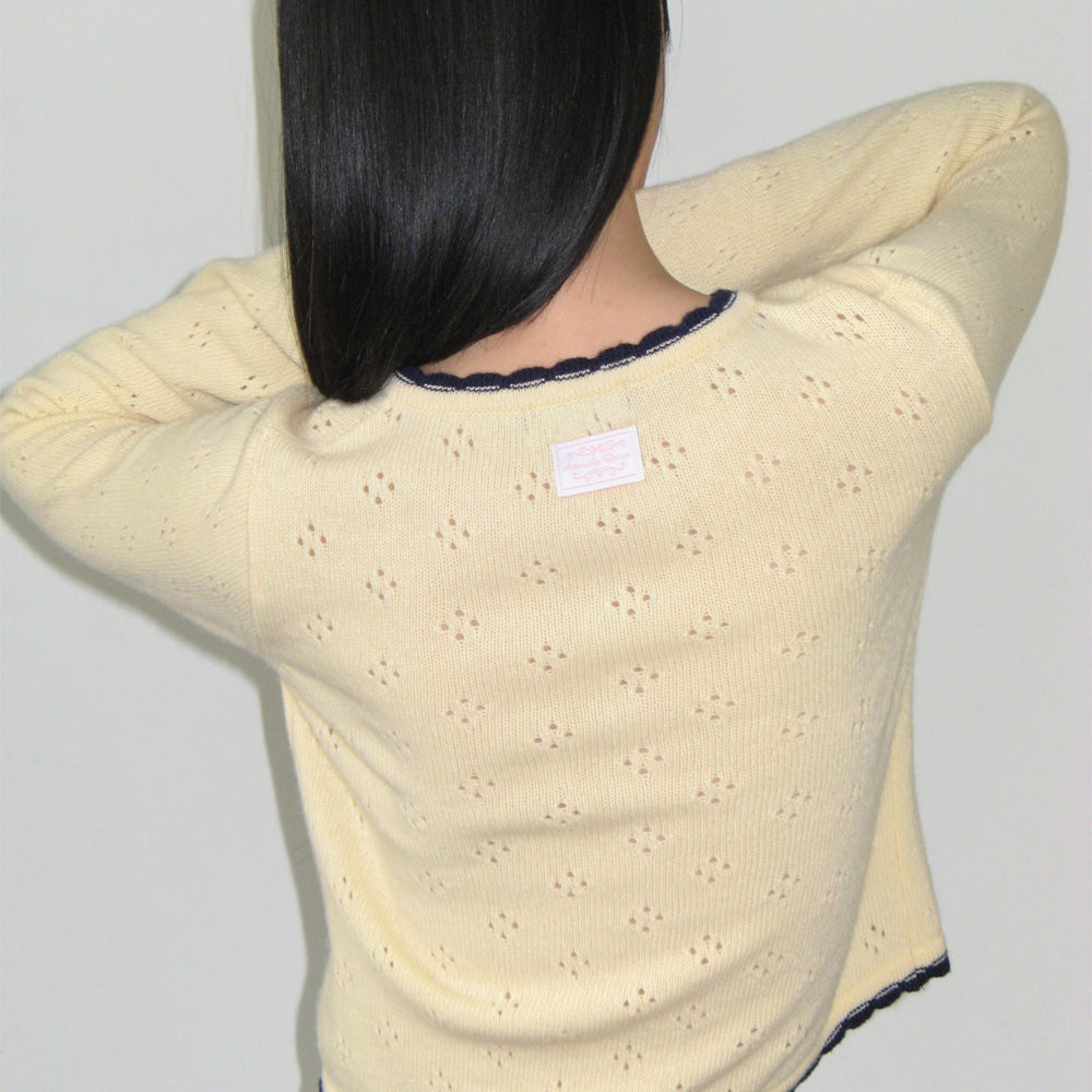 
                  
                    RONRON HEART BUTTON SCOTCH KNIT CARDIGAN SOFT YELLOW
                  
                