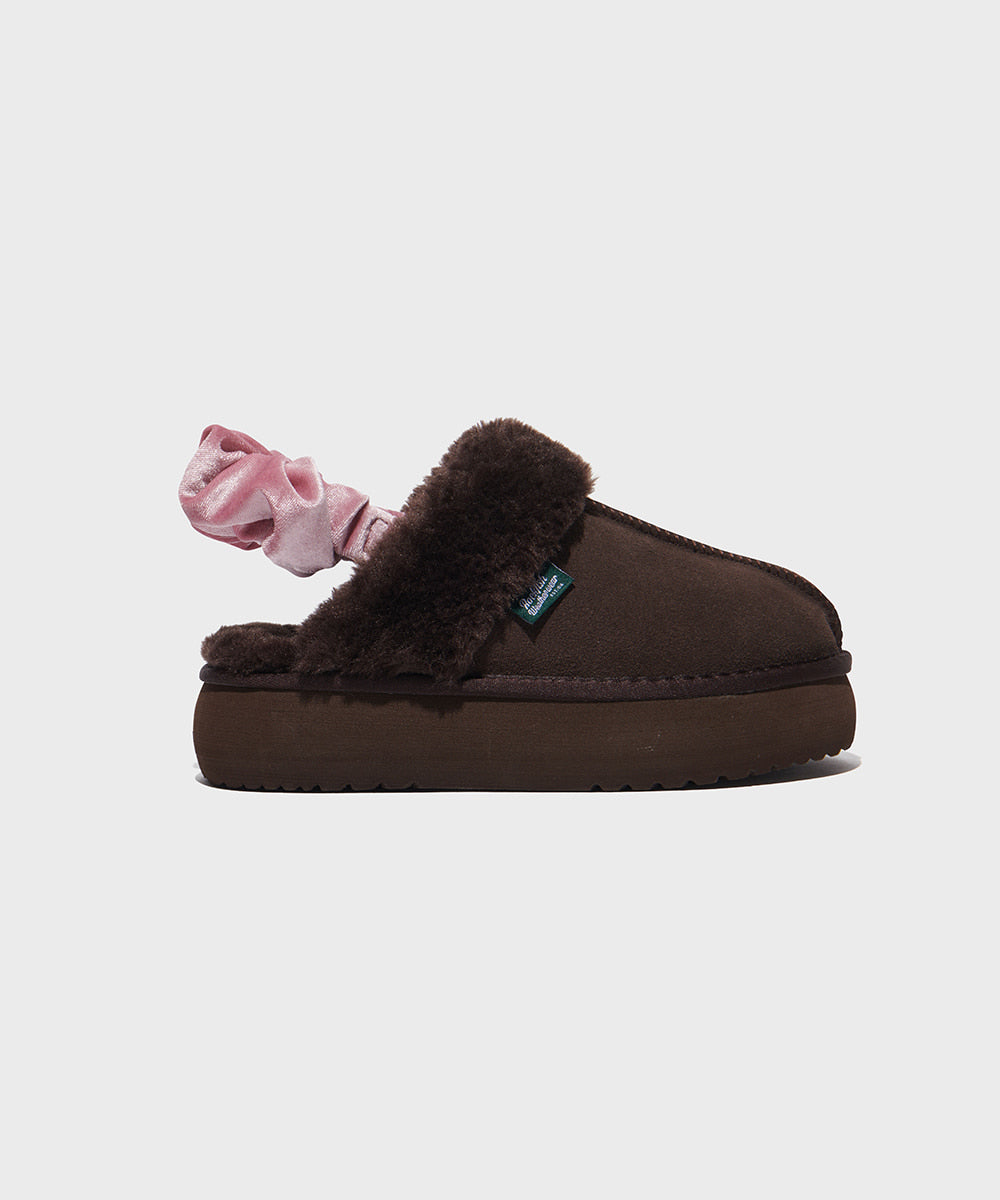 ROCKFISH CLOUDY FLATFORM FUR SLINGBACK - CHOCO