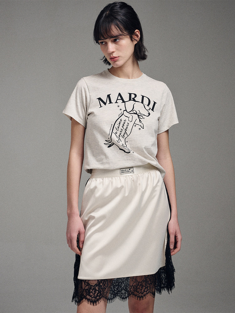 MARDI SLIM TSHIRT SWING THE TAIL DDANJI_OATMEAL BLACK