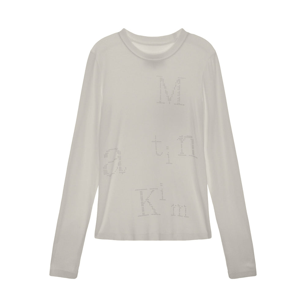 MATIN KIM DOT GRAPHIC LOGO LETTERING TOP IN LIGHT BEIGE