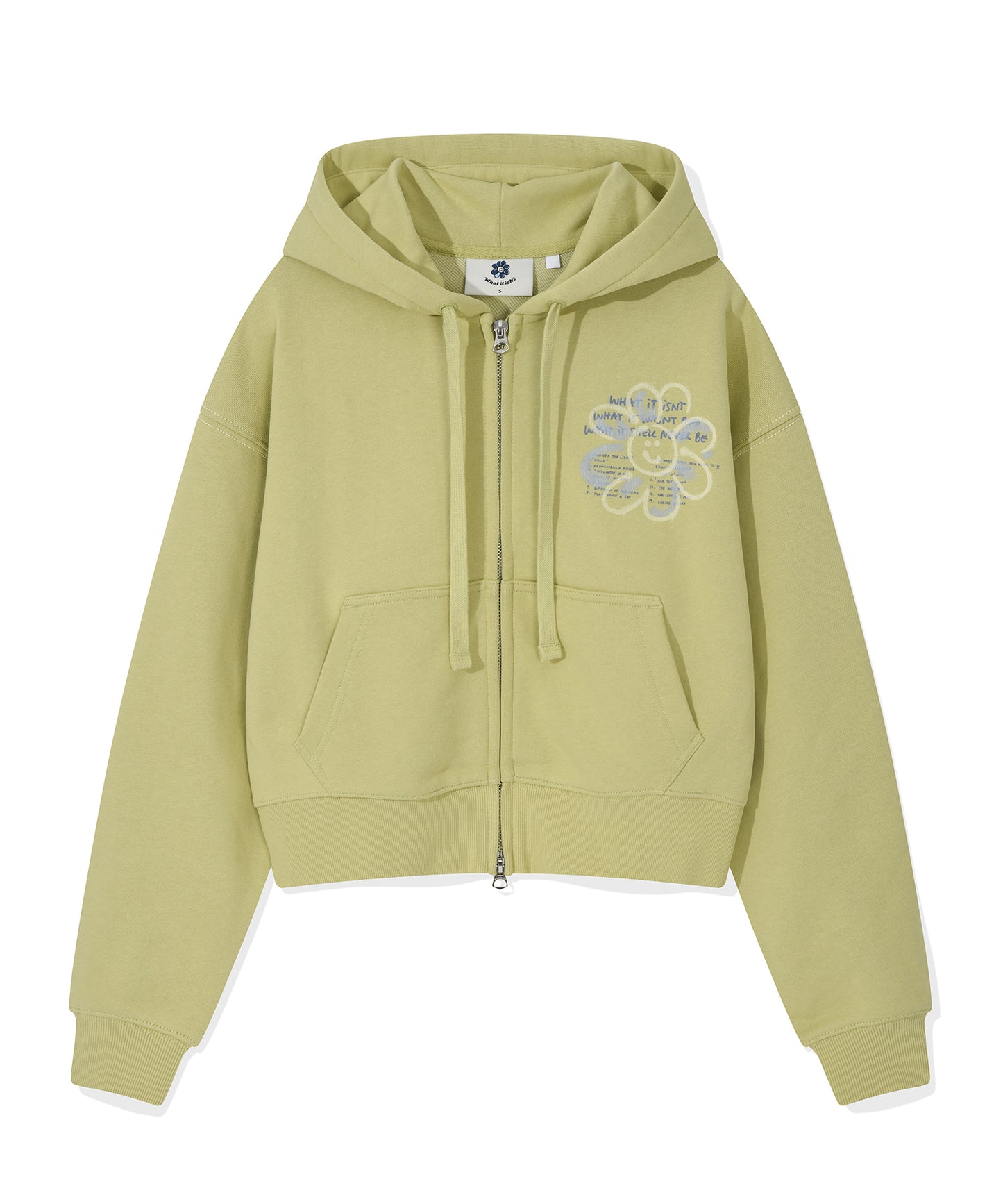 Flory Spray Graphic Crop Hoodie Olive