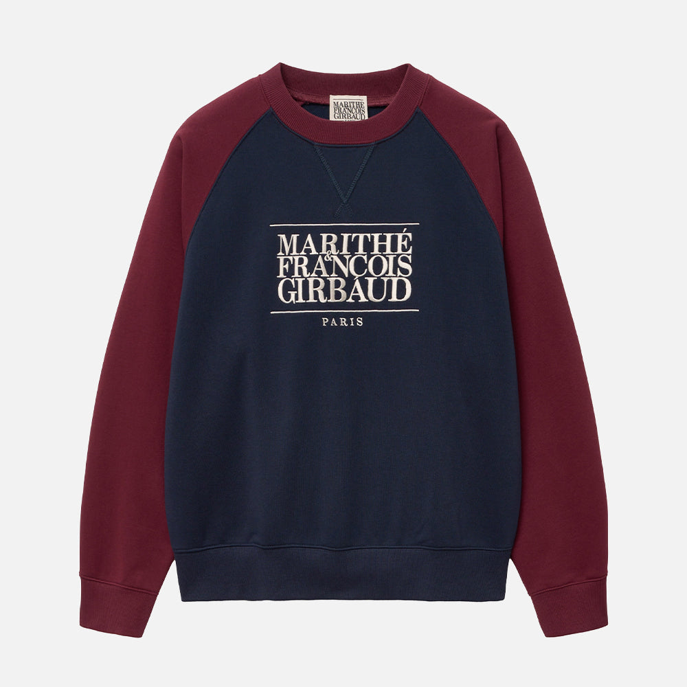 MARITHÉ CLASSIC LOGO COLOR BLOCK RAGLAN SWEATSHIRT NAVY