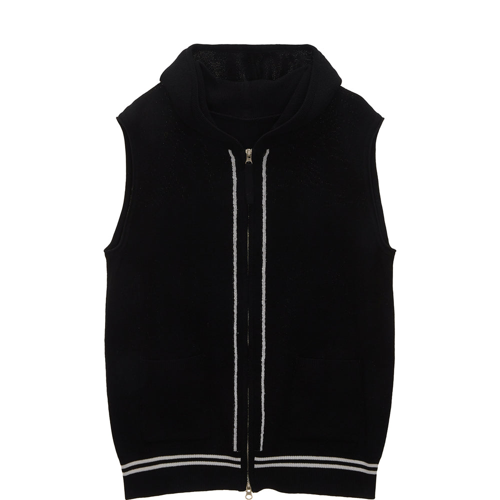 MATIN KIM HOODY LOGO KNIT VEST FOR MEN IN BLACK