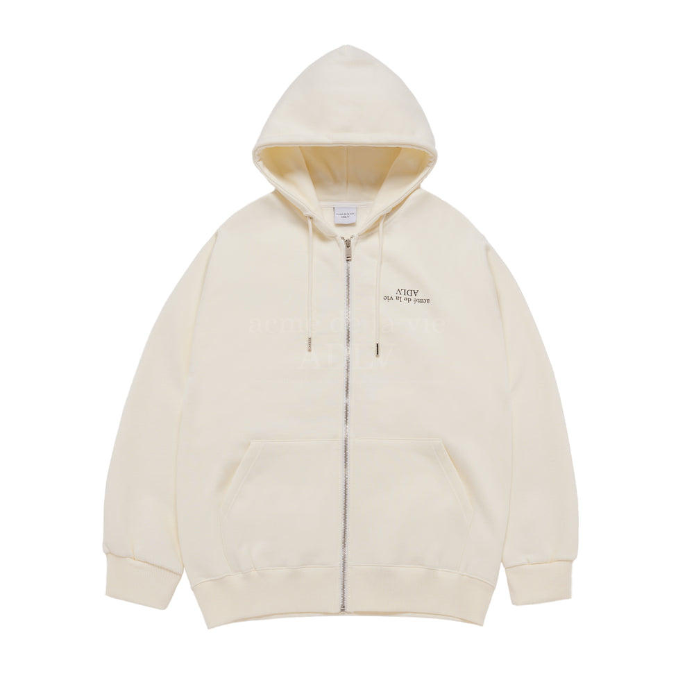 ADLV UPSIDE DOWN LOGO NAPPING ZURRY HOODIE ZIP UP IVORY