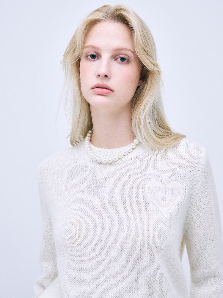 MARDI MOHAIR ROUND NECK SATIN SPADE_IVORY