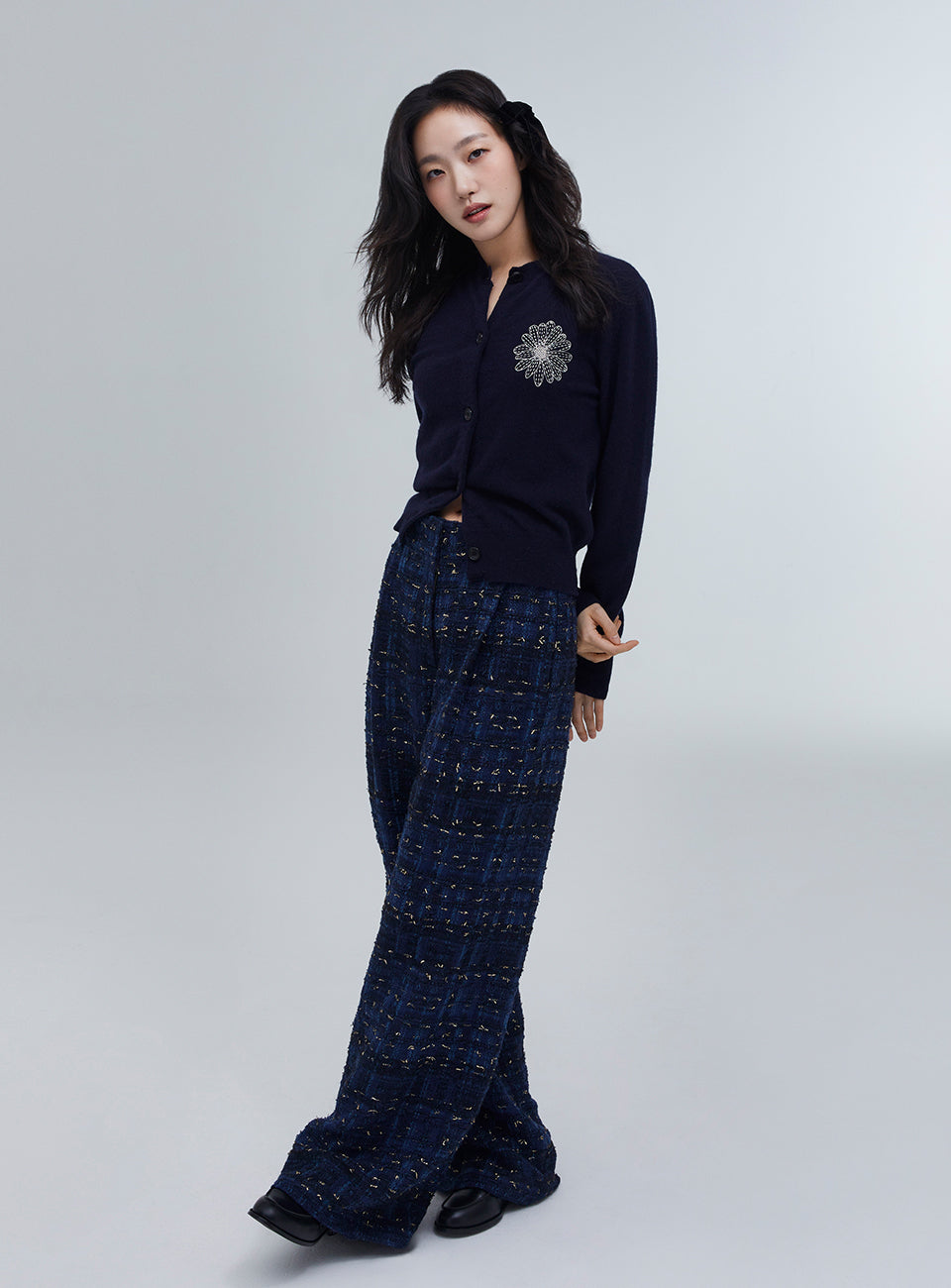 MARDI TWEED WIDE PANTS_BLUE