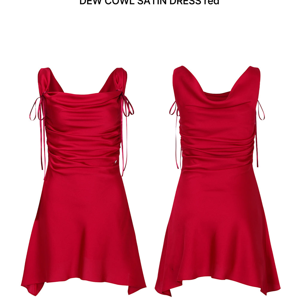 
                      
                        PAIN OR PLEASURE DEW COWL SATIN DRESS RED
                      
                    