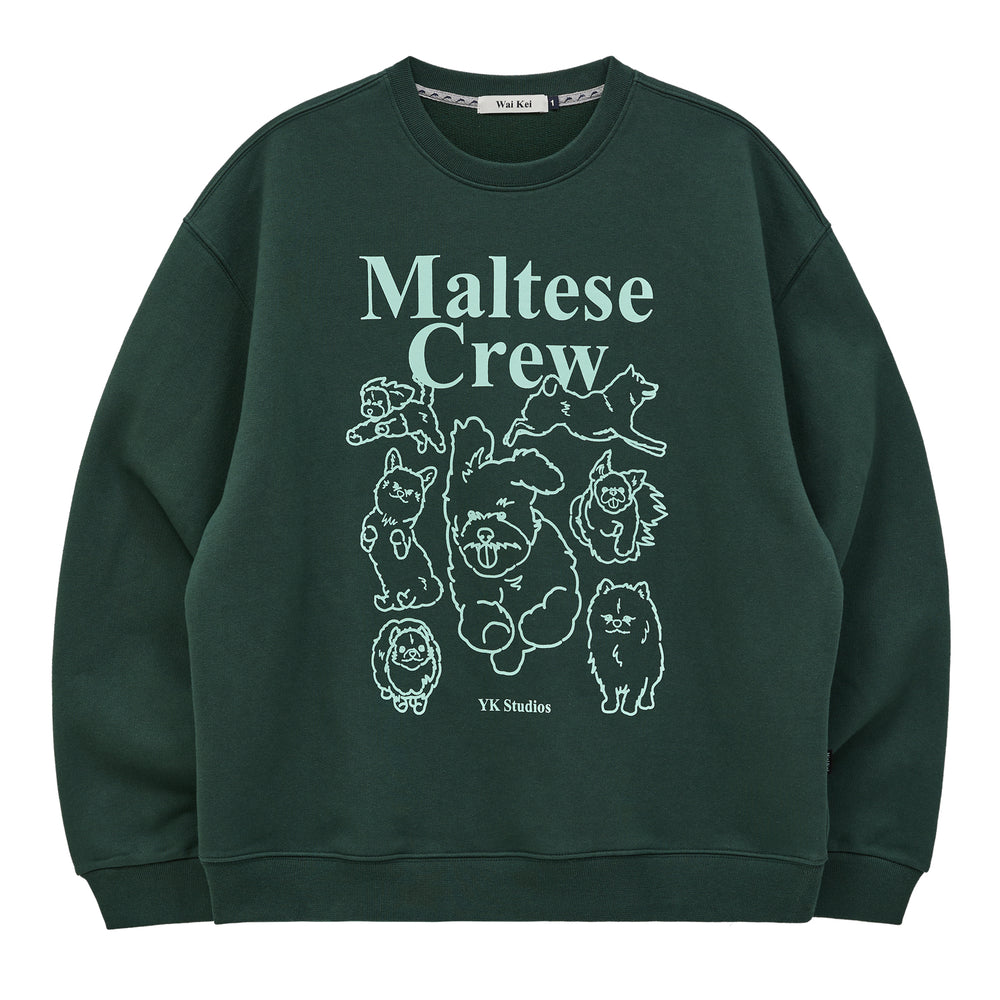 WAIKEI Maltese Crew Line Graphic Sweatshirt Green