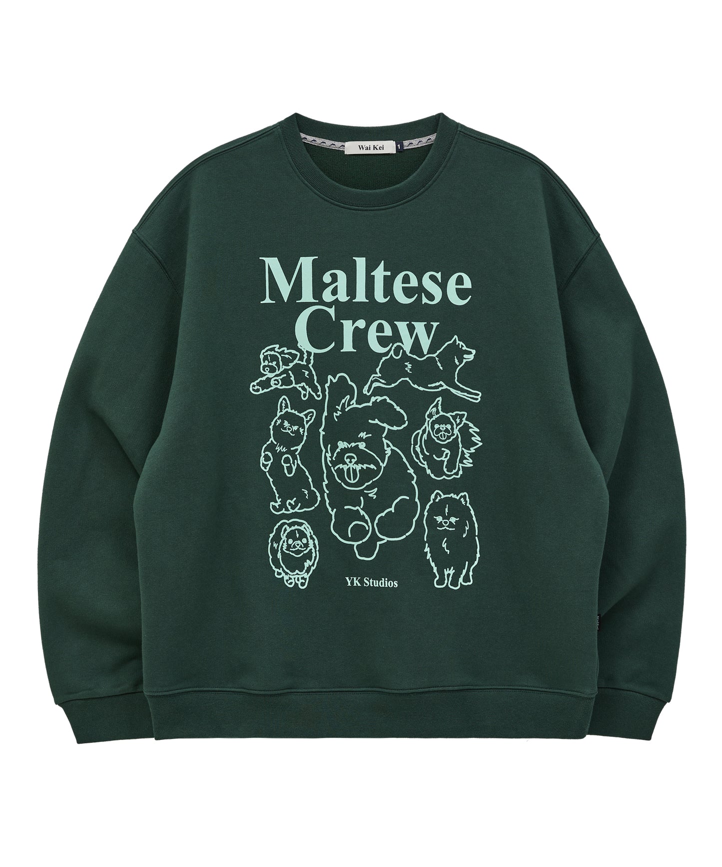 WAIKEI Maltese Crew Line Graphic Sweatshirt Green