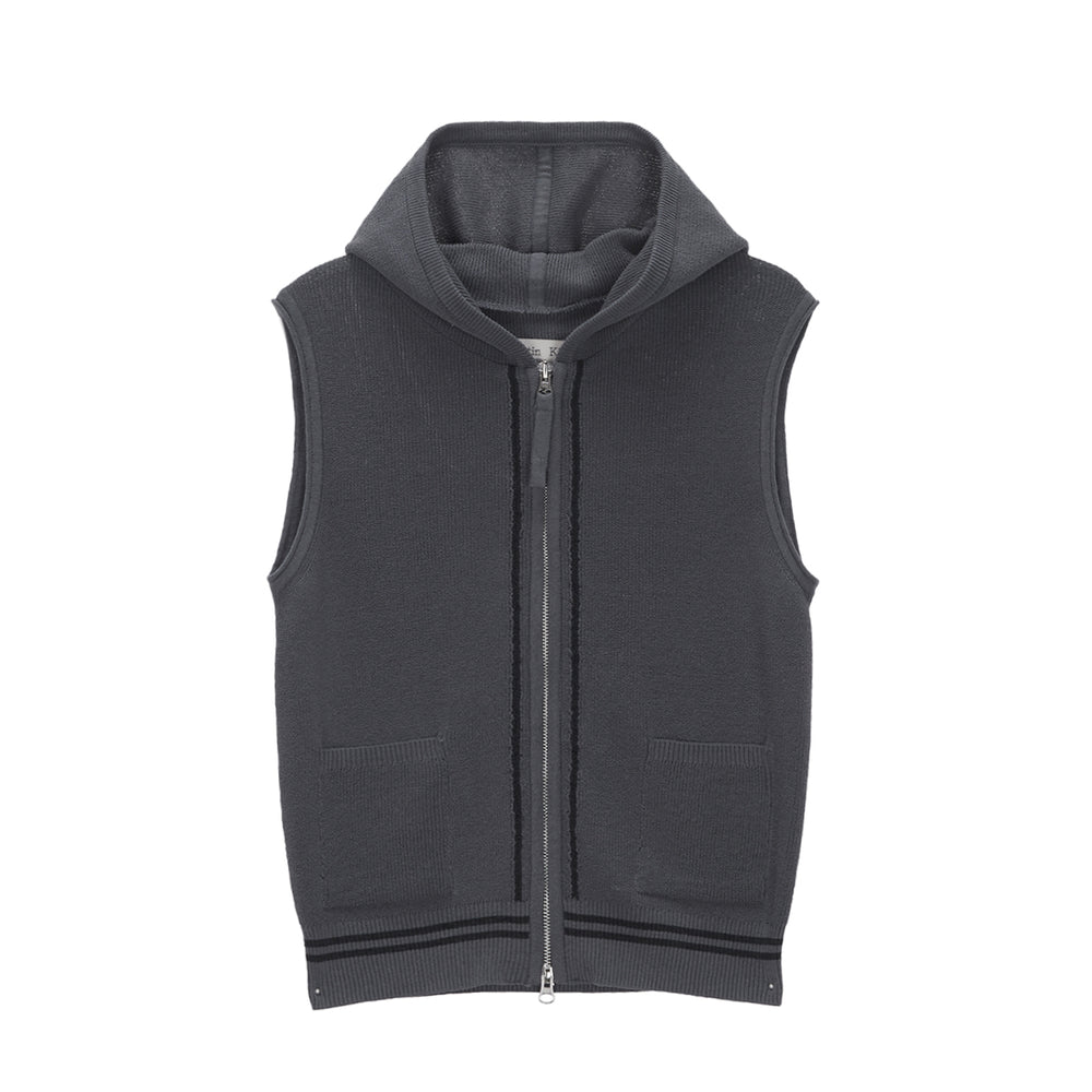 MATIN KIM HOODY POINT LOGO KNIT VEST FOR WOMEN IN CHARCOAL