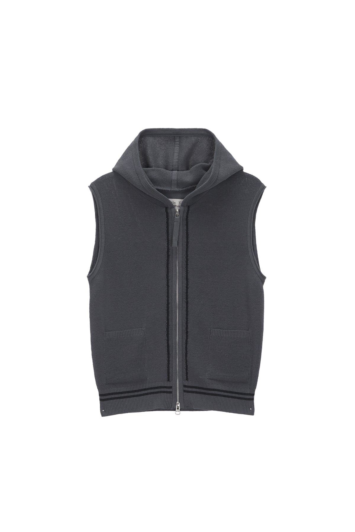 MATIN KIM HOODY POINT LOGO KNIT VEST FOR WOMEN IN CHARCOAL