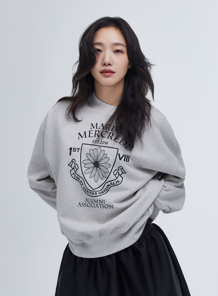 MARDI SWEATSHIRT ALUMNI EMBLEM_OATMEAL BLACK