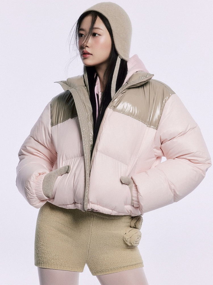 MARDI CROPPED DOWN JACKET COLOR BLOCK_PINK