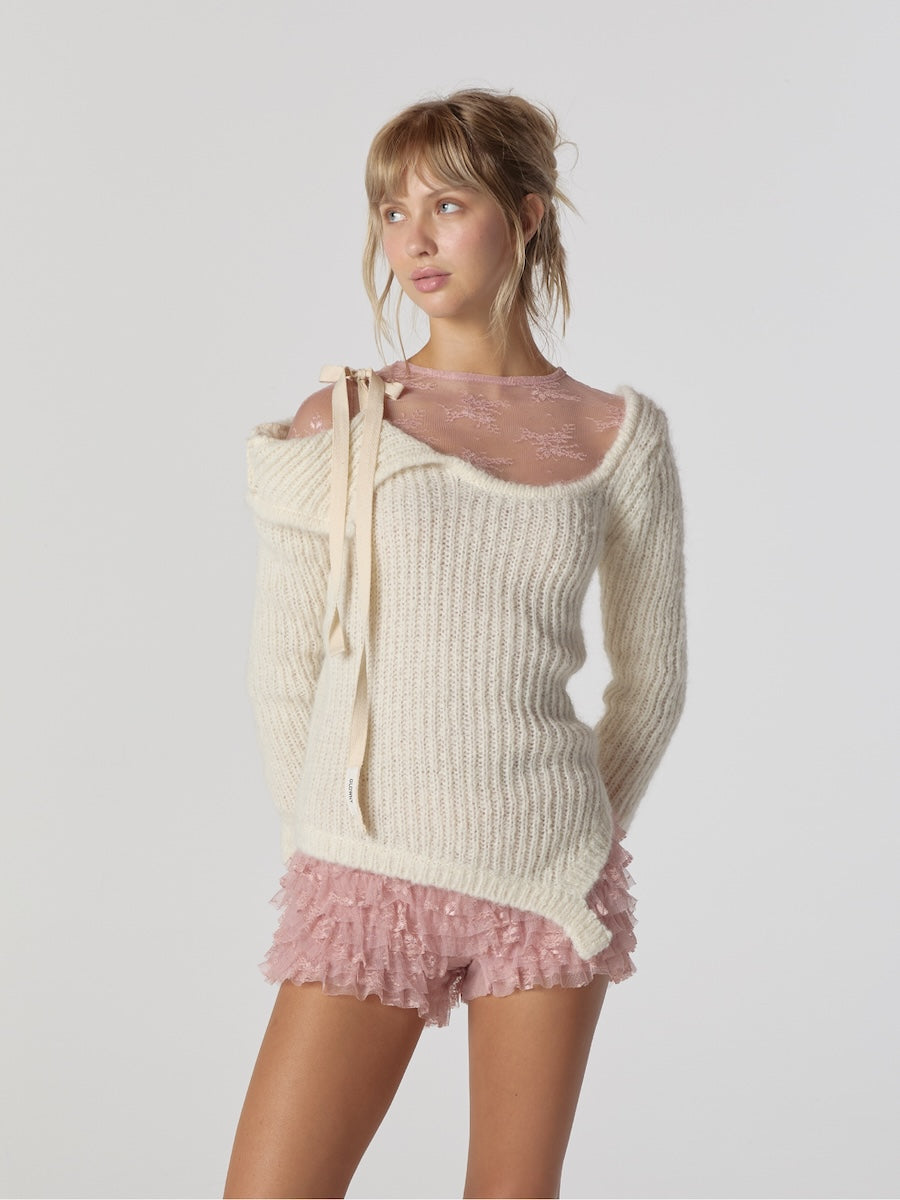 GLOWNY ISA ASYMMETRICAL KNIT TOP (CORN)