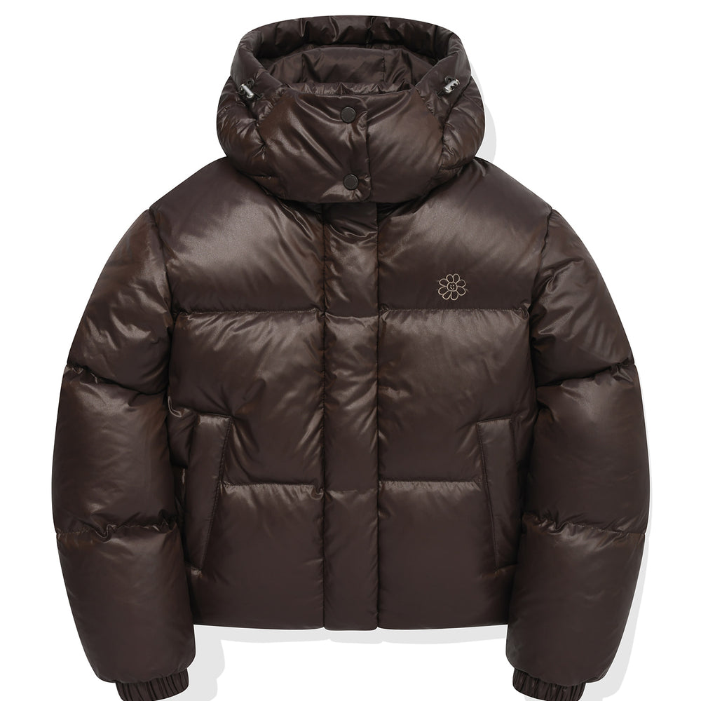 
                  
                    Glossy Short Hooded down Jacket Brown
                  
                