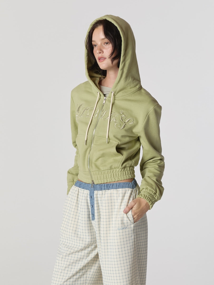 GLOWNY BONNIE CROP ZIP UP (MATCHA GREEN)