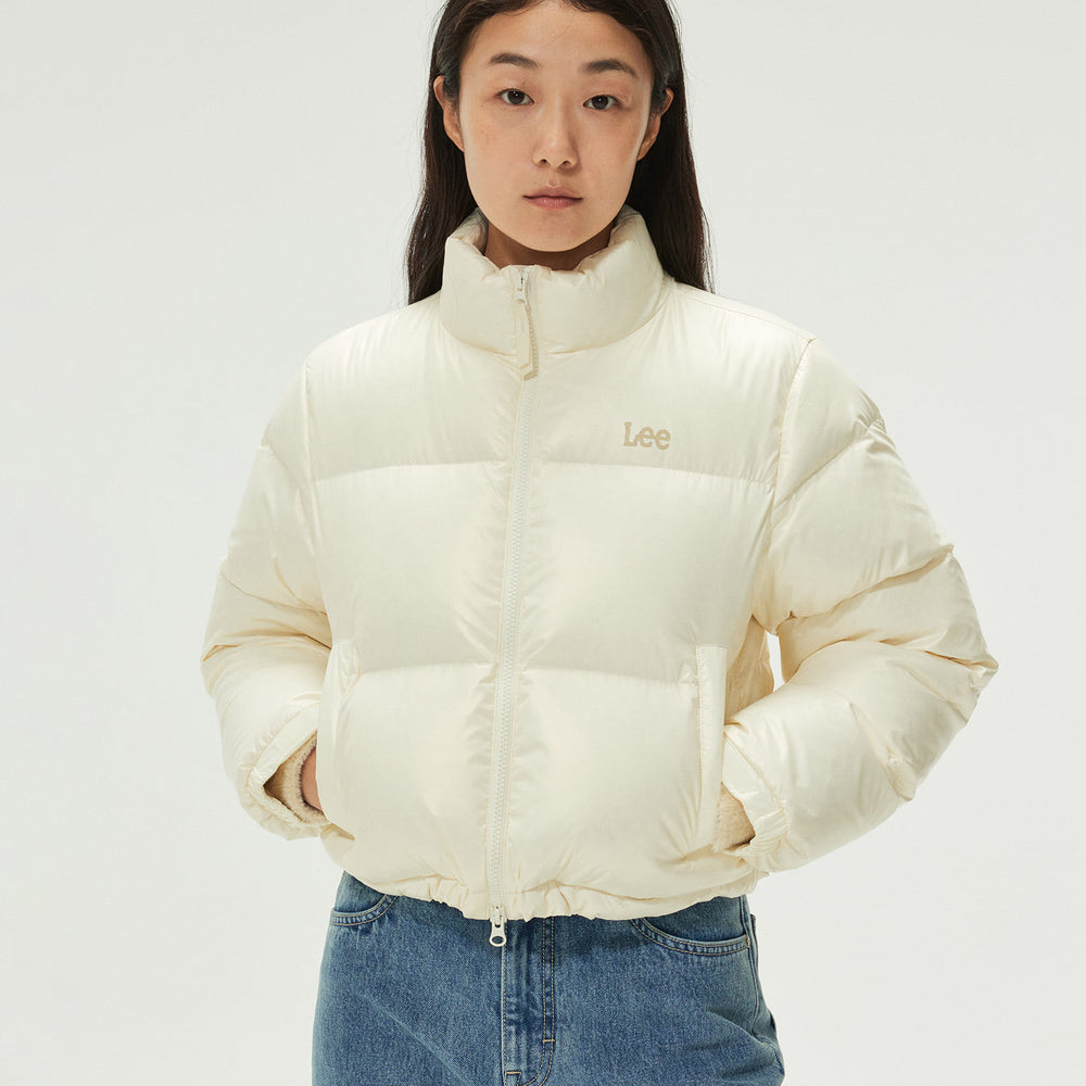 LEE Women Glossy Short Down Jacket Ivory