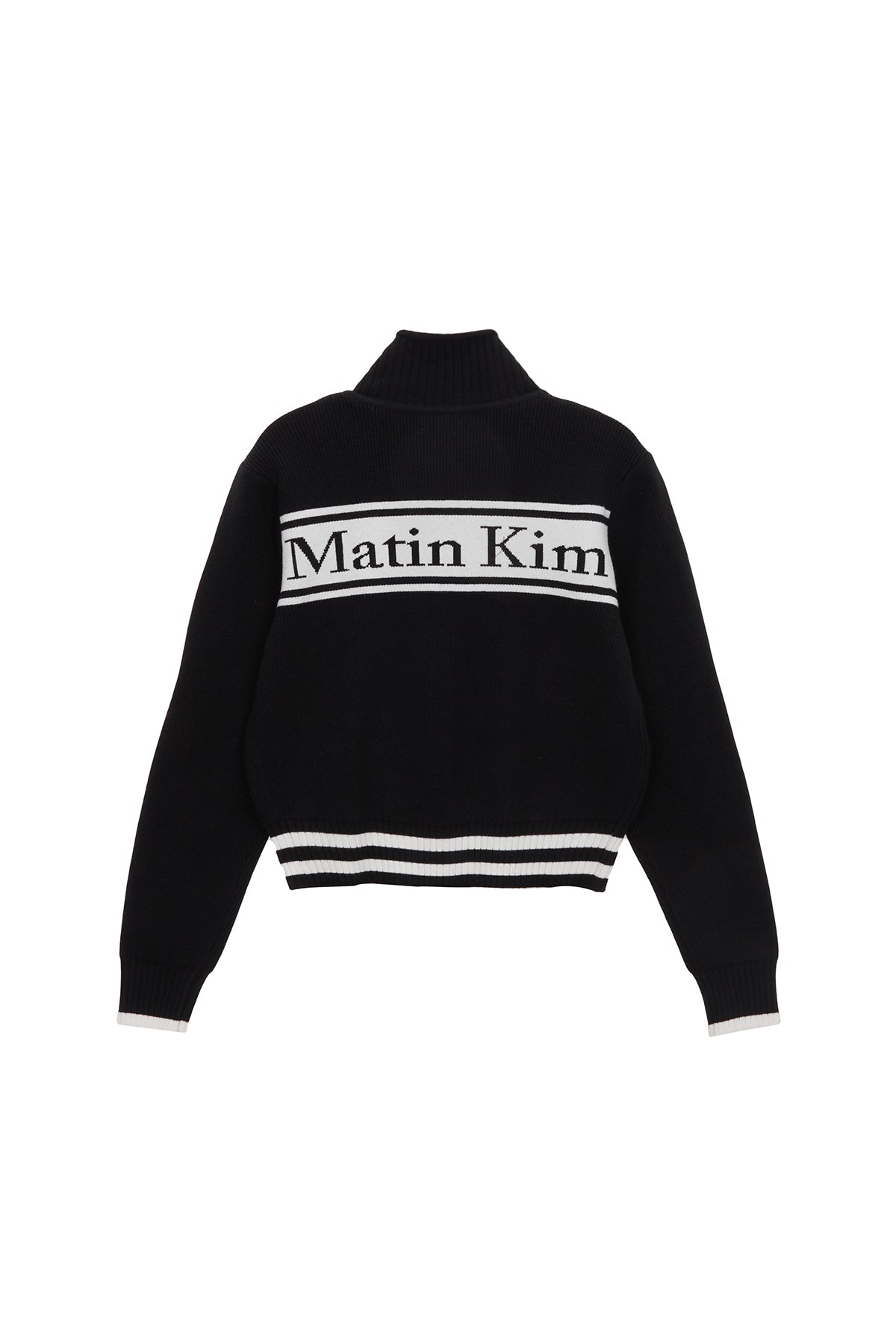 MATIN KIM SPELL POINT STRIPE KNIT CARDIGAN IN BLACK – SeoulSeoul