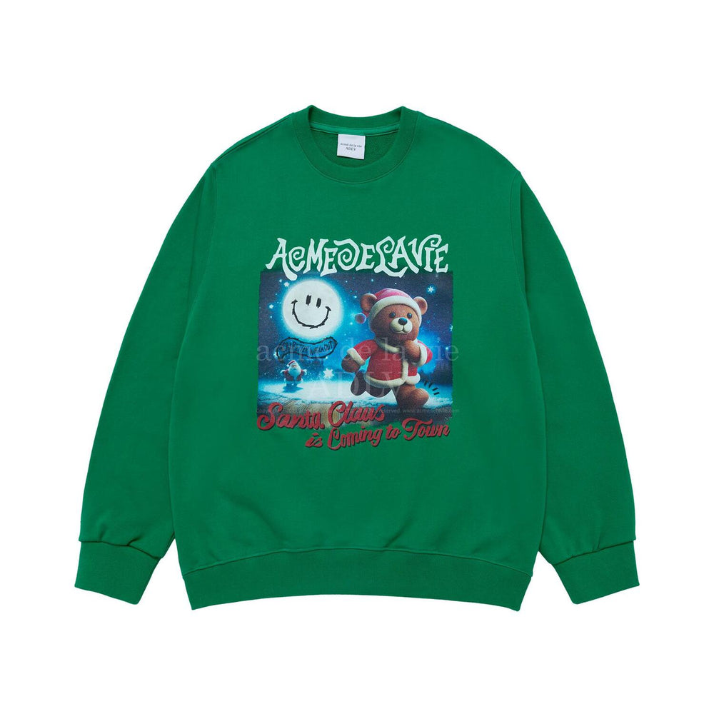 ADLV RUNNING SANTA BEAR SWEATSHIRT GREEN