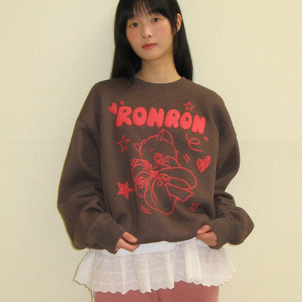 
                  
                    RONRON EMBO KITSCH CAT SWEATSHIRT BROWN
                  
                