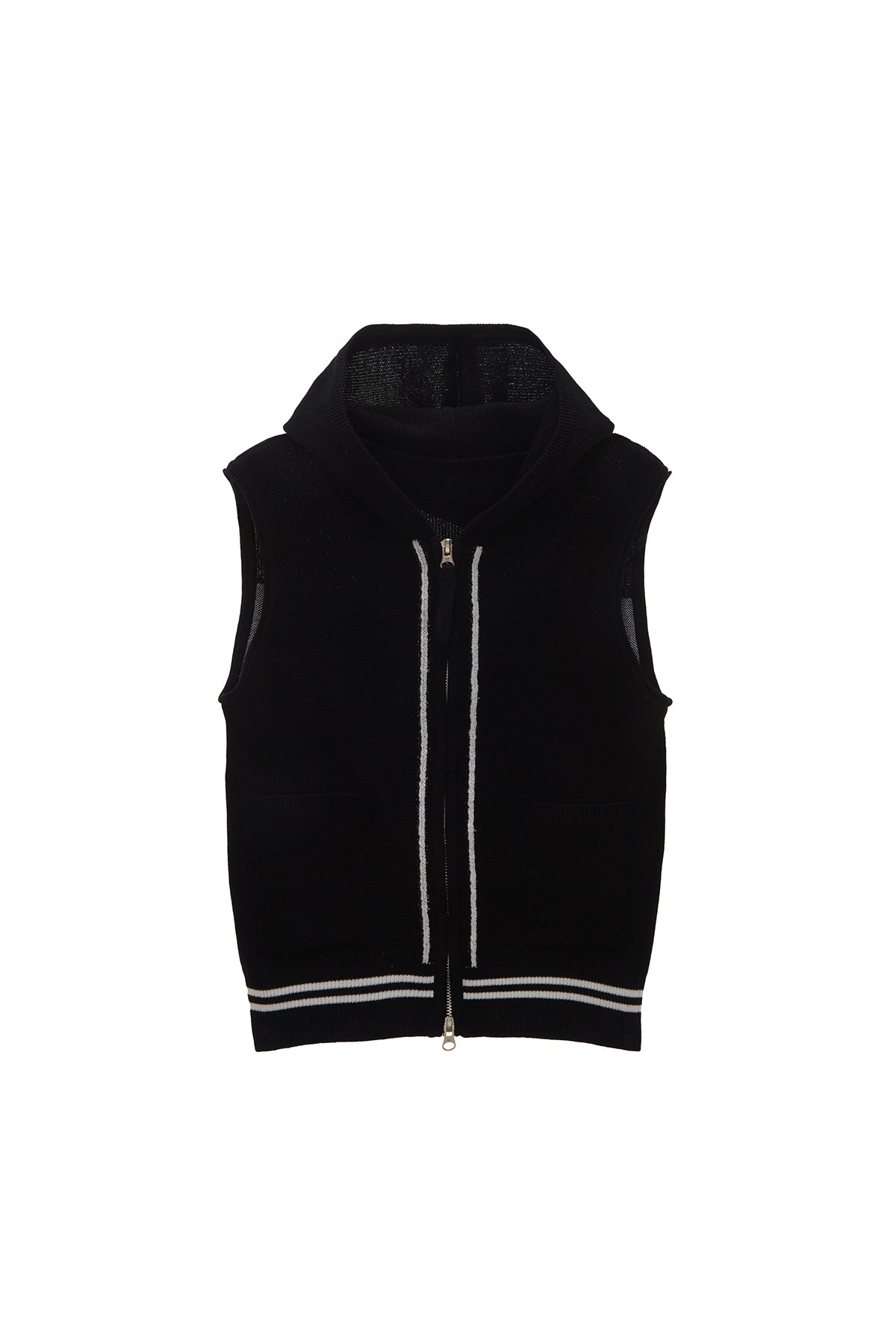 MATIN KIM HOODY POINT LOGO KNIT VEST FOR WOMEN IN BLACK