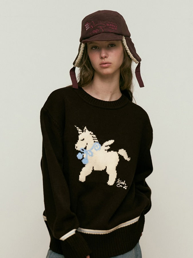 KIRSH CHERRY UNICORN JACQUARD KNIT BROWN