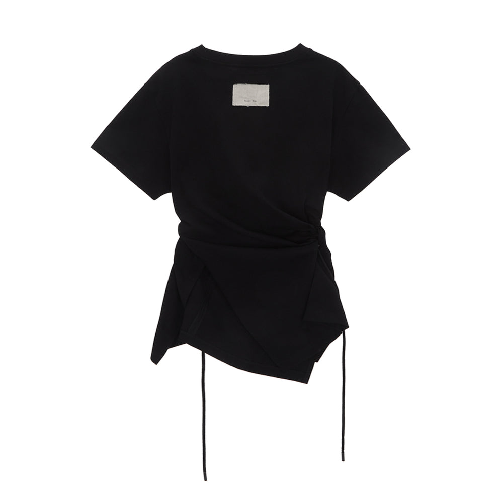 MATIN KIM STRING SLIT DETAIL TOP IN BLACK