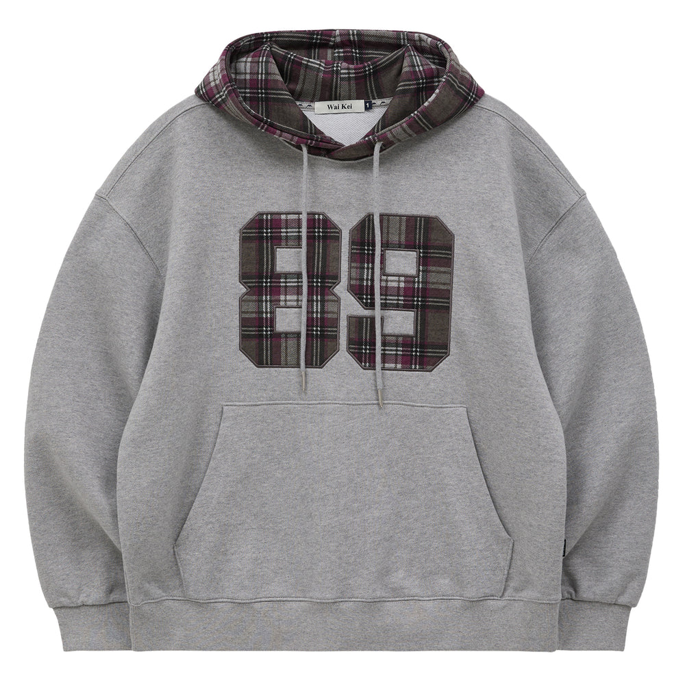 WAIKEI 89 Logo Check Hoodie Gray