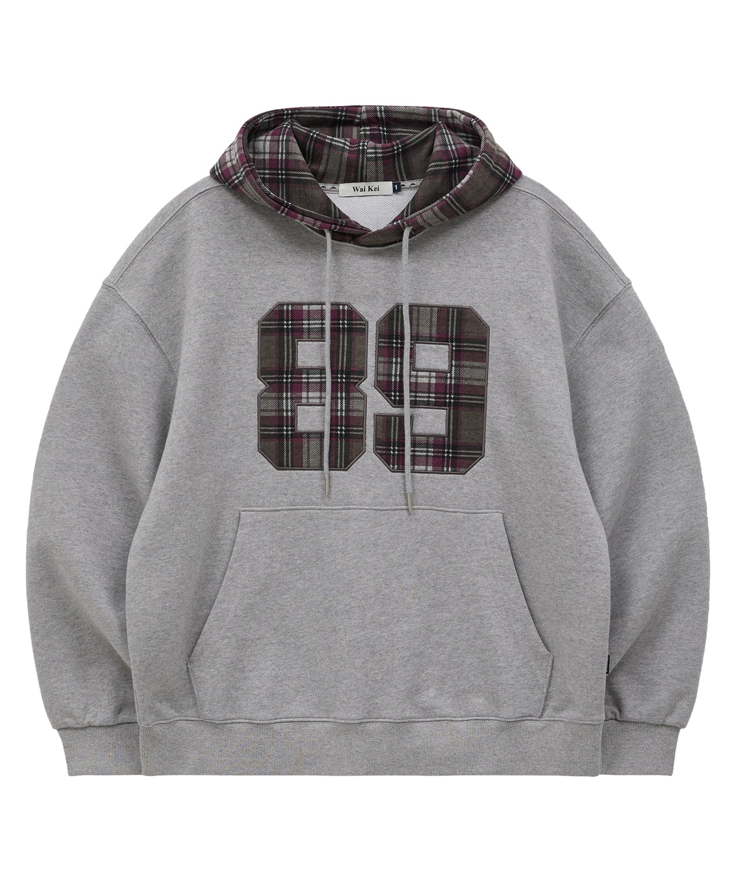 WAIKEI 89 Logo Check Hoodie Gray