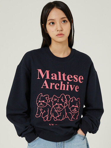 WAIKEI Maltese Archive Line Graphic Sweatshirts NAVY