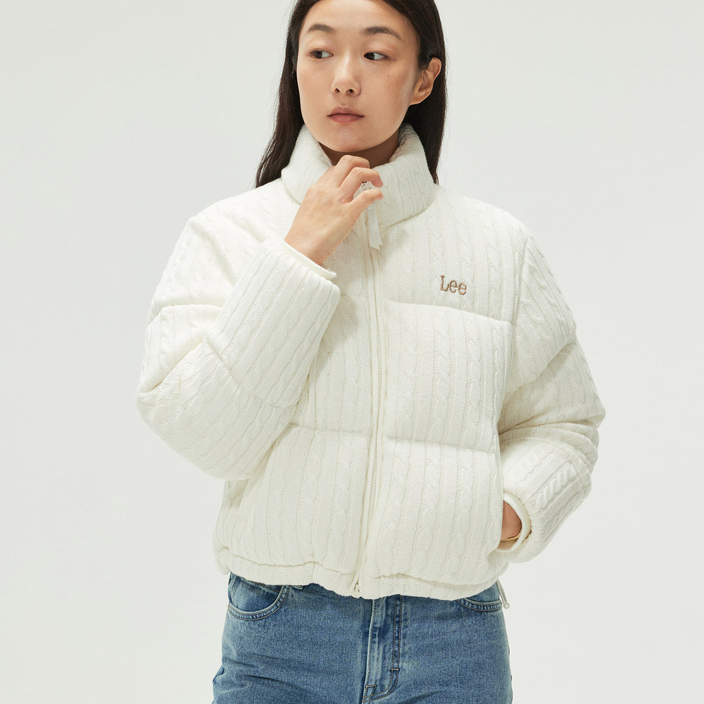 LEE Women Knit Crop Down Jacket Ivory