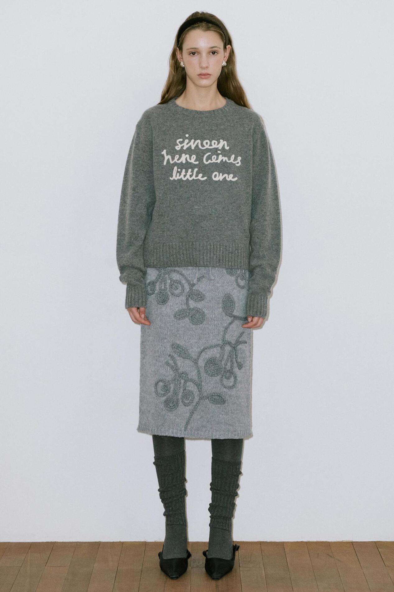 Sinoon Lettering Pullover Knit (Melange Grey)