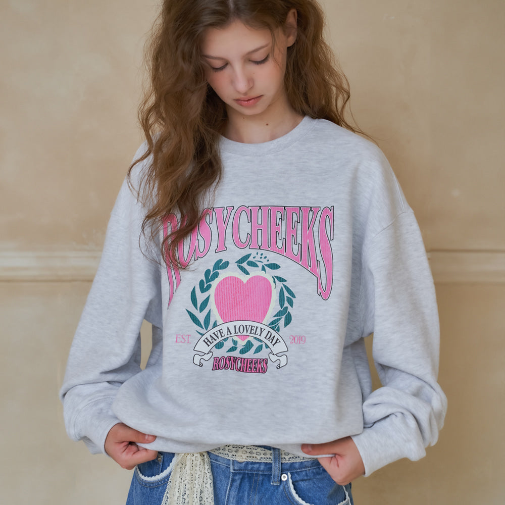 
                  
                    RONRON ROSY CHEEKS HEART LAUREL SWEATSHIRTS WHITE MELANGE
                  
                