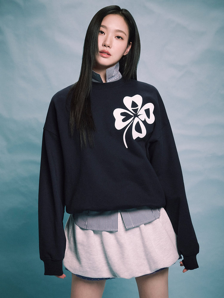 MARDI SWEATSHIRT CLOVERMARDI SATIN_NAVY WHITE