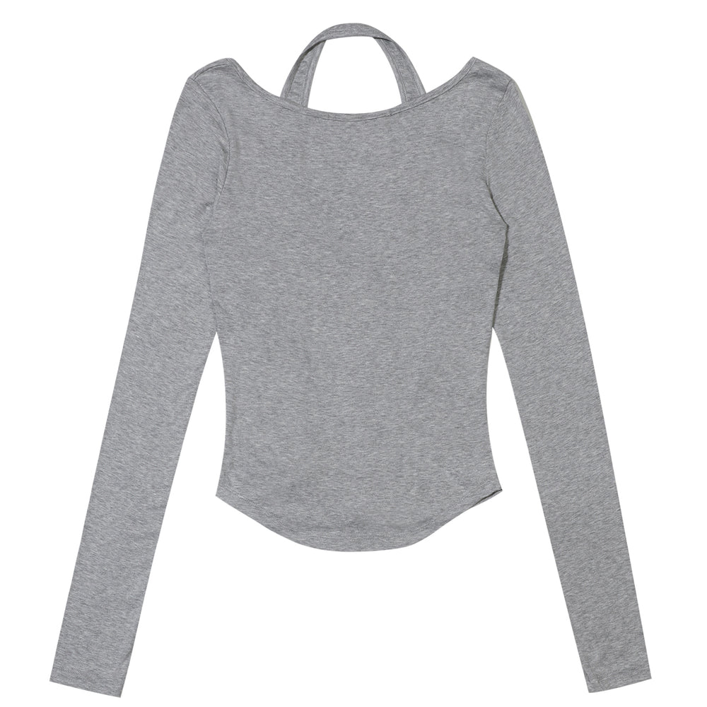 
                  
                    BOHEMSEO HOOK AND EYE SHIRRING TOP, MELANGE GRAY
                  
                