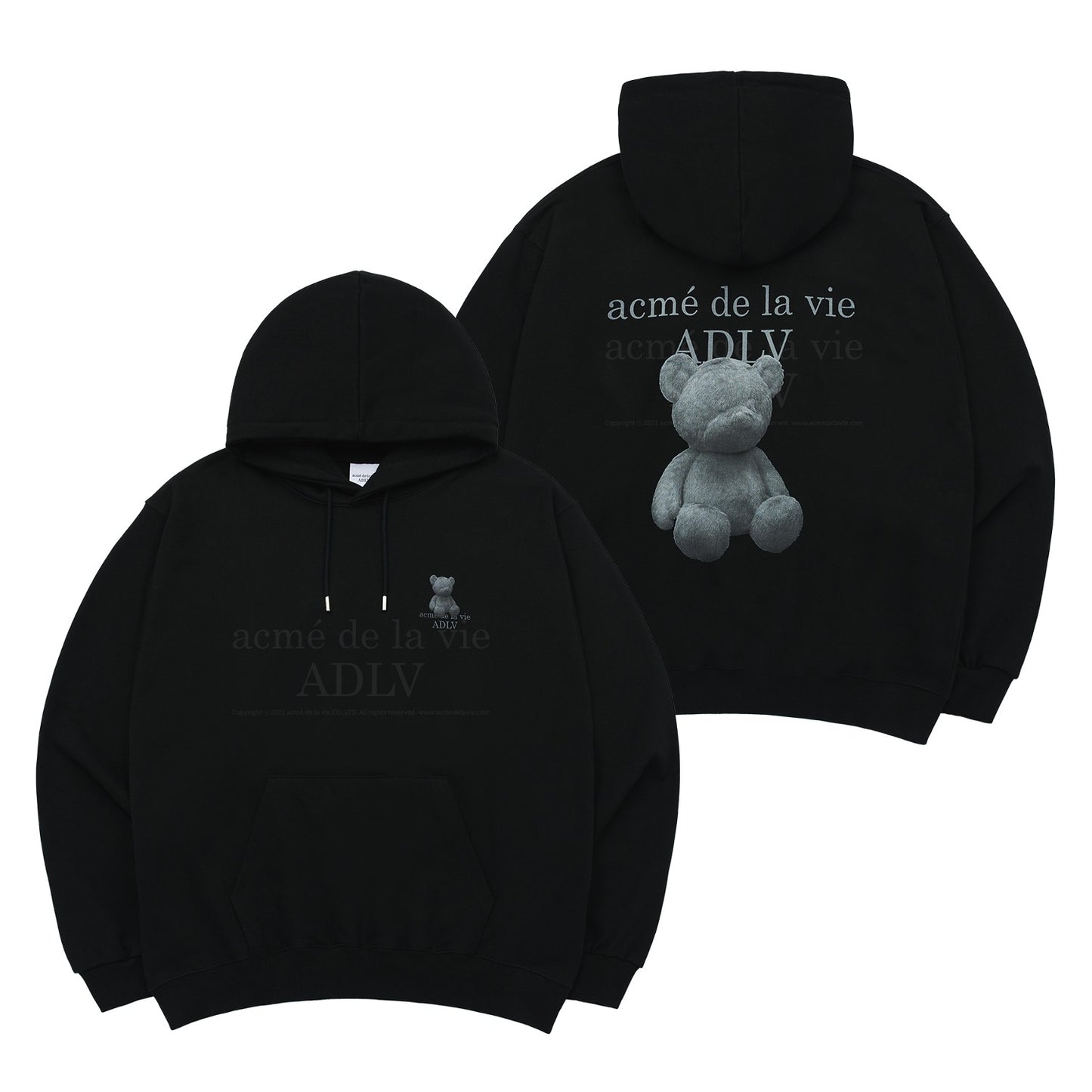 ADLV FUZZY BEAR HOODIE BLACK