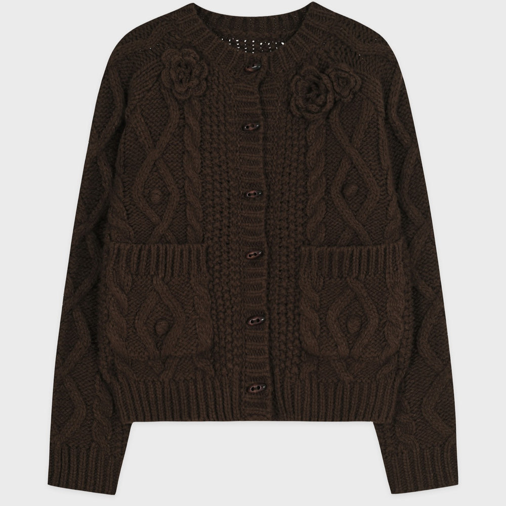 
                  
                    Sinoon Flower Knit Cardigan (Deep Brown)
                  
                