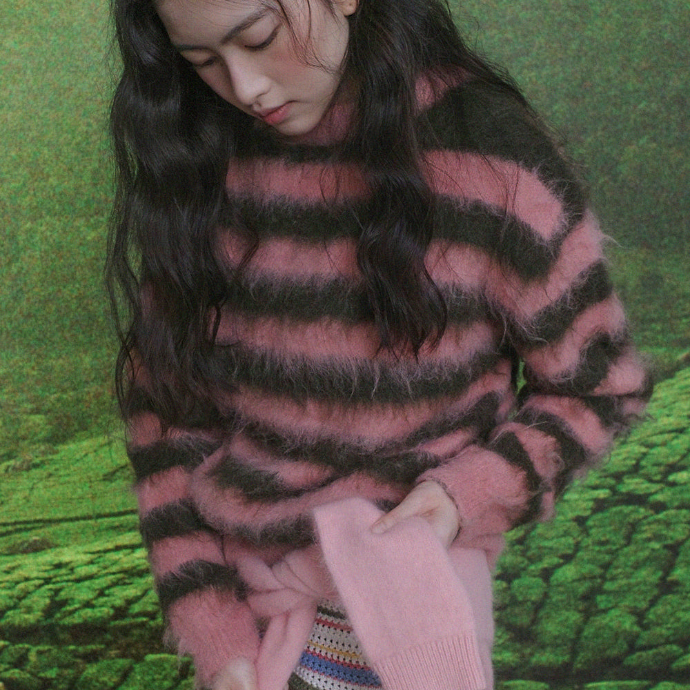 ROCKFISH STRIPE SHAGGY KNIT PULLOVER