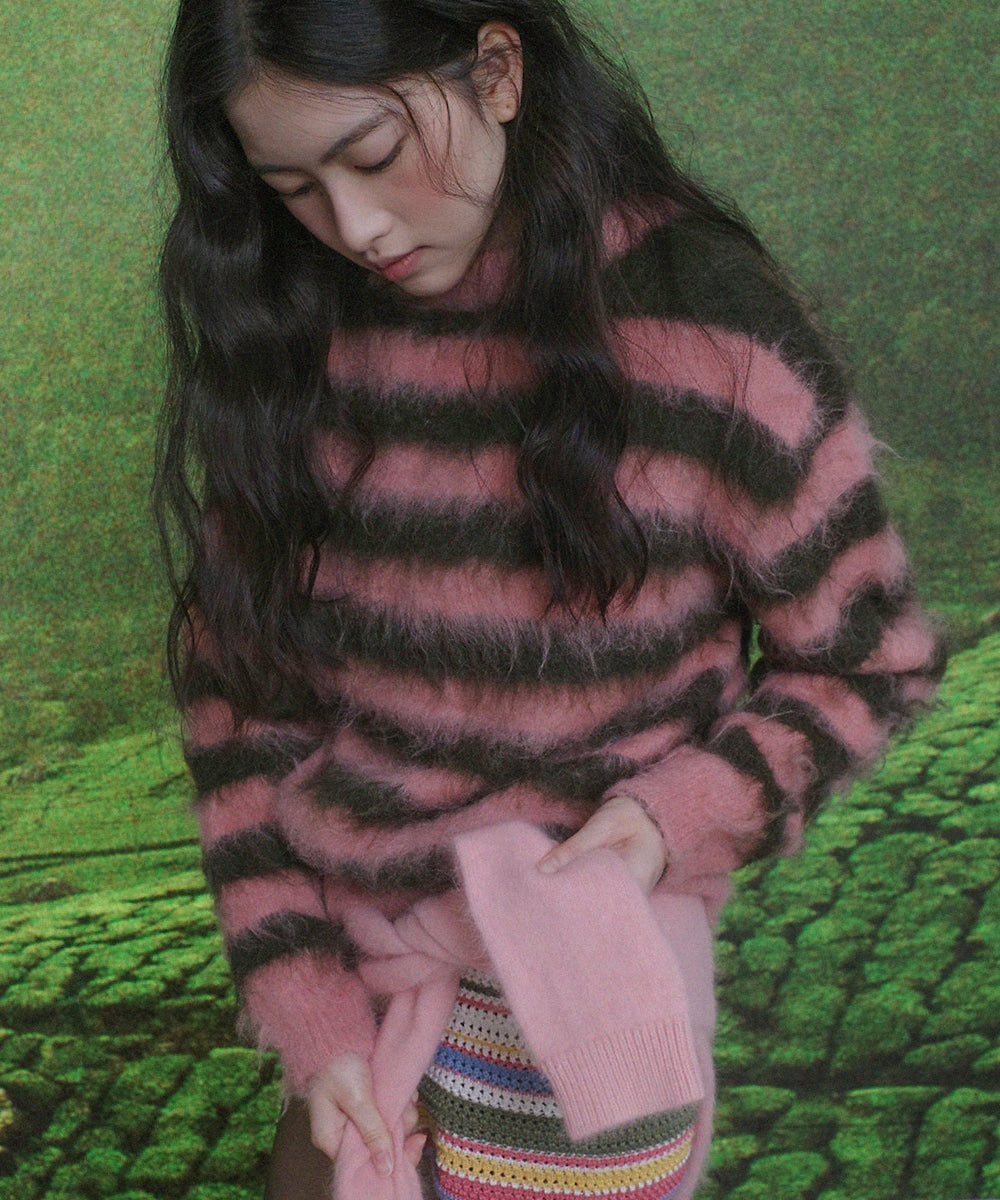 ROCKFISH STRIPE SHAGGY KNIT PULLOVER