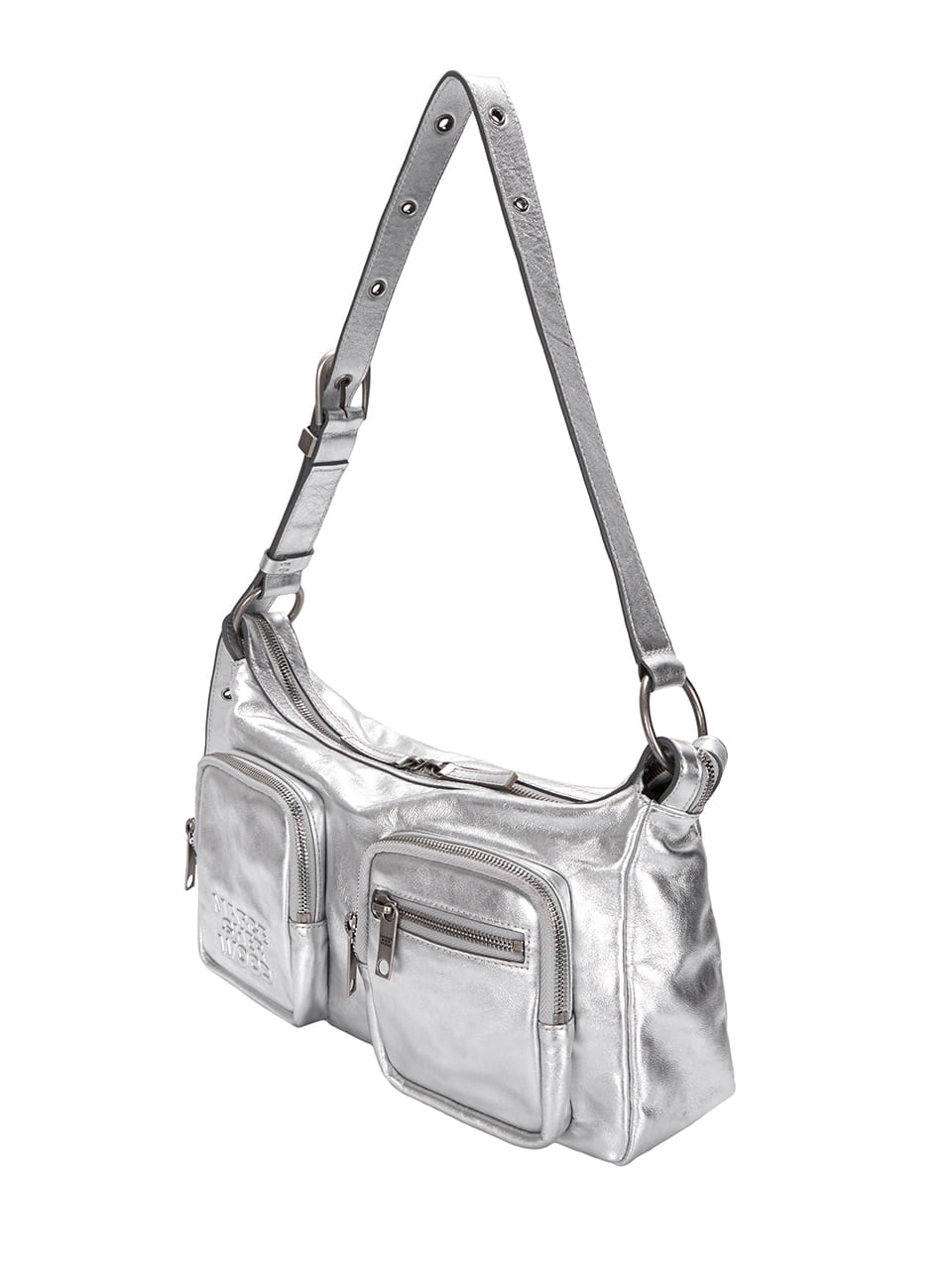 MARGESHERWOOD OUTPOCKET HOBO_metallic silver foiled plain